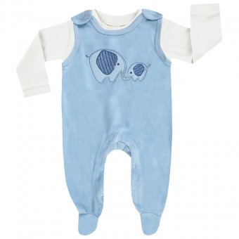Set cu salopeta JACKY BASIC LINE albastru deschis / alb